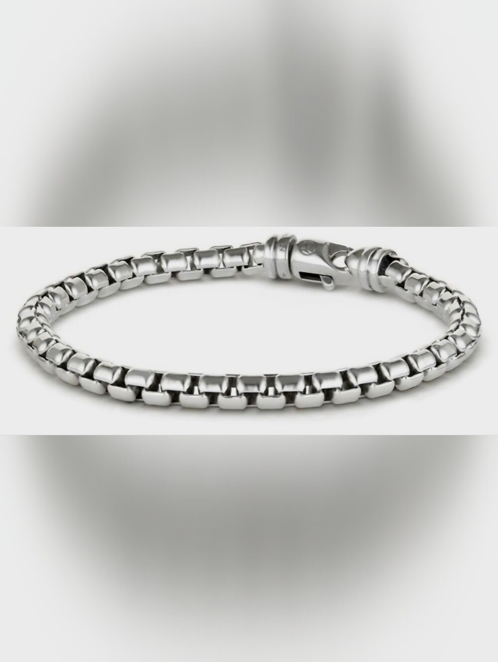 David Yurmab Sterling Silver Box Link 5mm, 8.5" Bracelet with Lobster Clasp - Picture 11 of 12